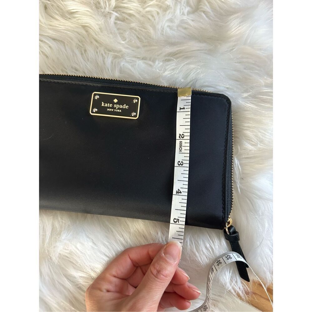 Kate Spade New York Black Gold Zip-Around & Logo Plate Kaden Wallet - Picture 8 of 8